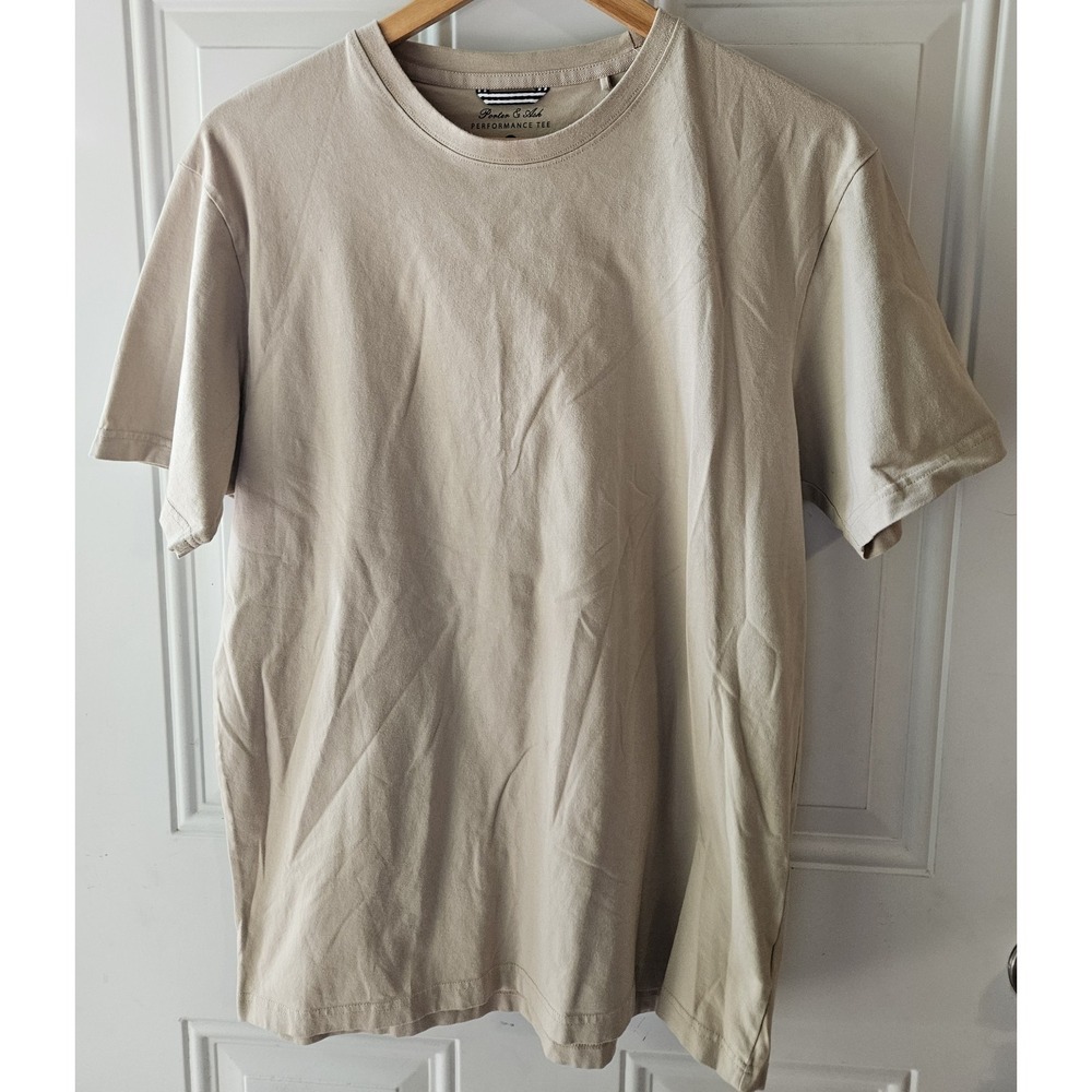 Porter & Ash Performance Tee Men's Large Beige Stretch Short Sleeve T-Shirt